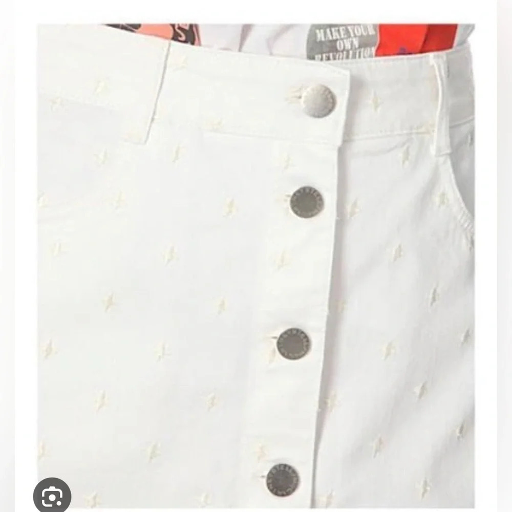 ! stella mccartney EMBELLISHED BUTTON-FRONT A-LINE SKIRT IN SNOW - Picture 3 of 12